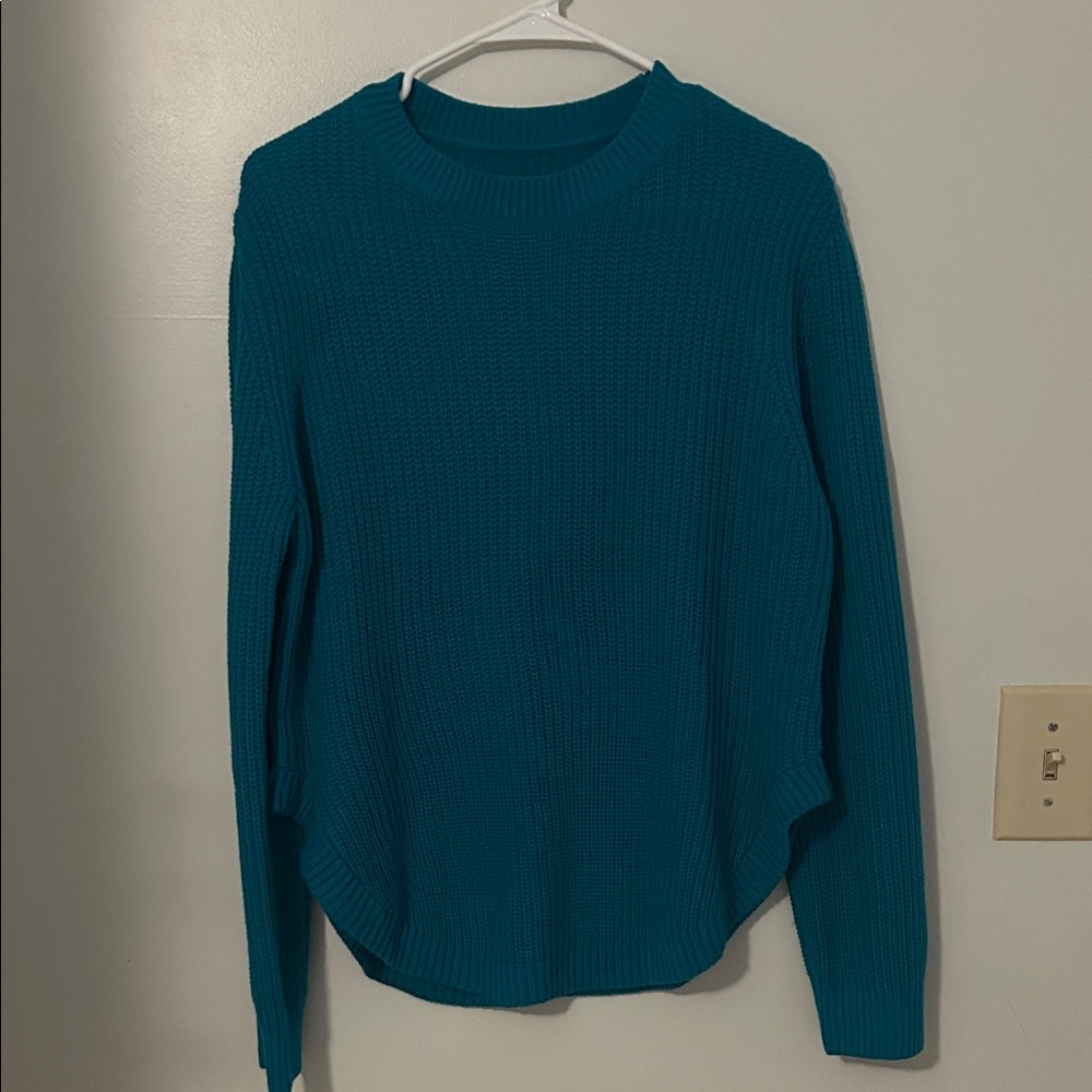 Teal Crewneck Knit Sweater - Women's Top